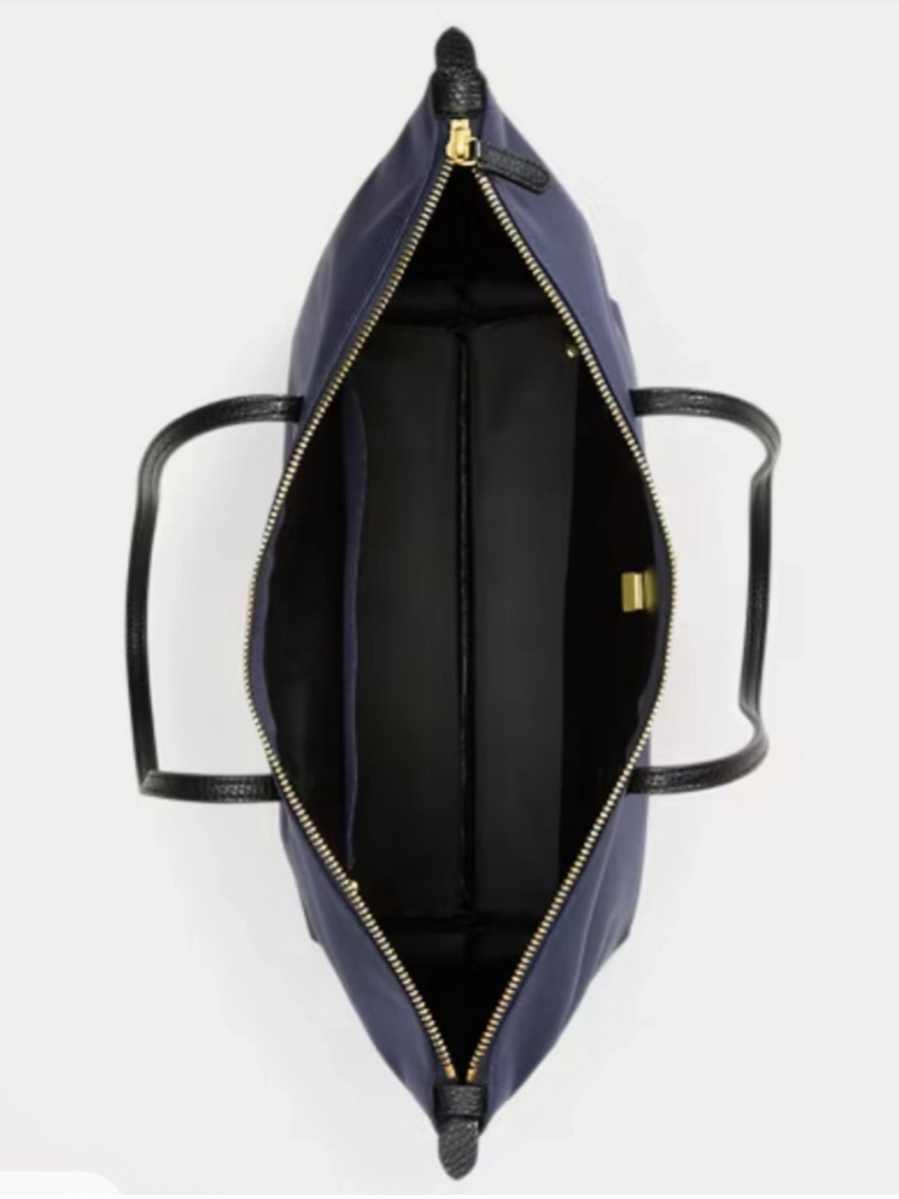 Lauren Ralph Lauren Medium Keaton Tote Bag Nylon Zip Top Closure Blue Black - Picture 4 of 11